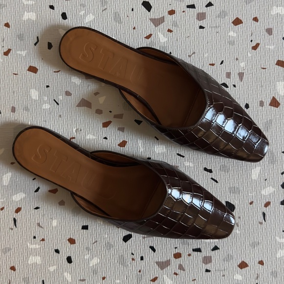 Staud Brown Croc Flat Mules Size 38 - Picture 2 of 8